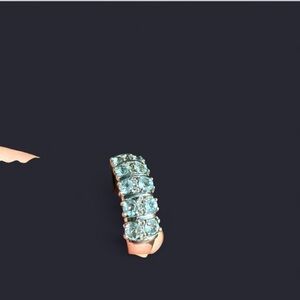 Blue Crystal Row Ring - Elegant Women's Jewelry